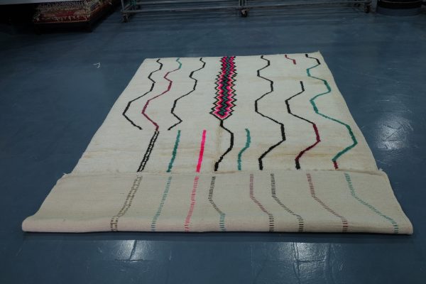 Handmade Geometric Mrirt Colored Rug 10.6 ft x 6.65 ft