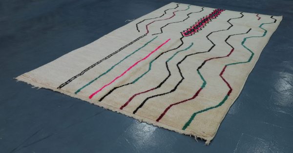 Handmade Geometric Mrirt Colored Rug 10.6 ft x 6.65 ft