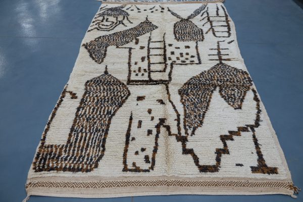 Moroccan Beni Ourain Rug - Azilal Handmade Rug 8.03 ft x 4.59 ft