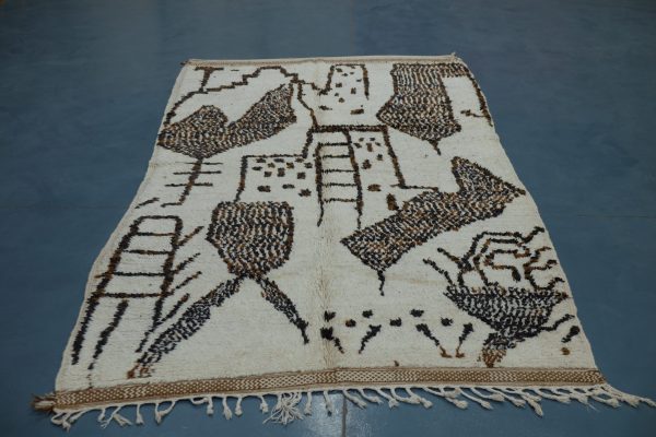 Moroccan Beni Ourain Rug - Azilal Handmade Rug 8.03 ft x 4.59 ft