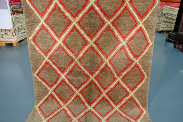 Small Colored brown and red Beni Ourain rugs 8.06 ft x 4.69
