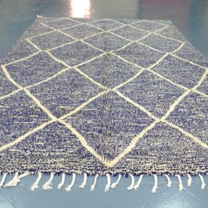 Blue Beni Ourain rug handmade 7.80 ft x 4.78 ft