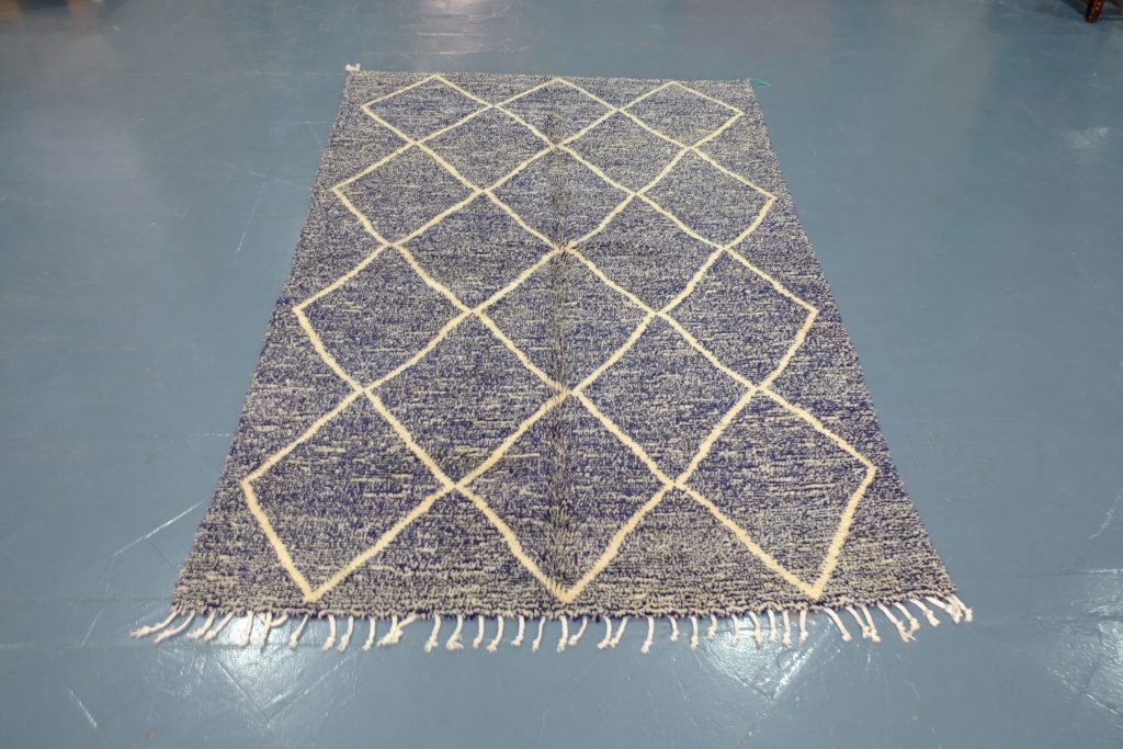 Blue Beni Ourain rug handmade 7.80 ft x 4.78 ft