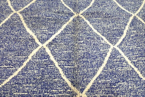 Blue Beni Ourain rug handmade 7.80 ft x 4.78 ft