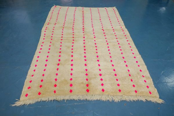 Pink Handwoven Moroccan Beni Ourain Rug 8.39 ft x 5.47 ft