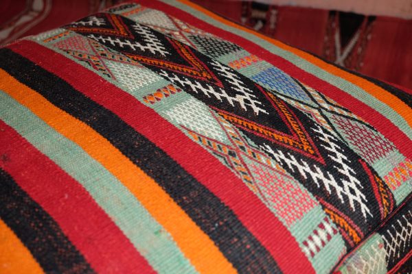 Multicolored moroccan kilim pouf