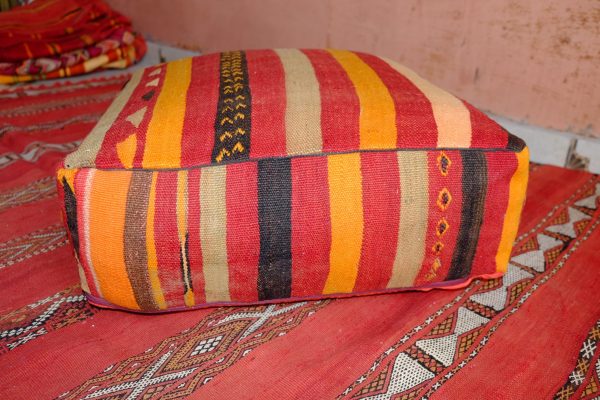 Beautiful square kilim Handmade pouf from Morocco