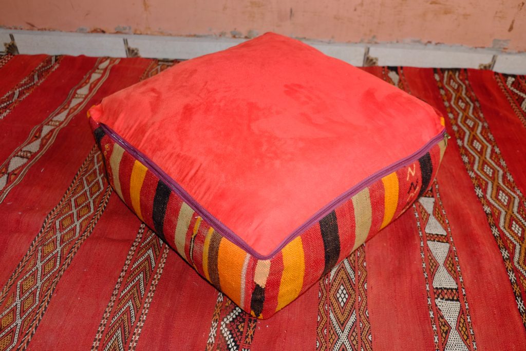 Beautiful square kilim Handmade pouf from Morocco