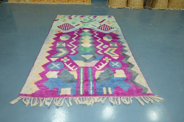 Colored Moroccan rug, 9.44 ft x 5.28 ft