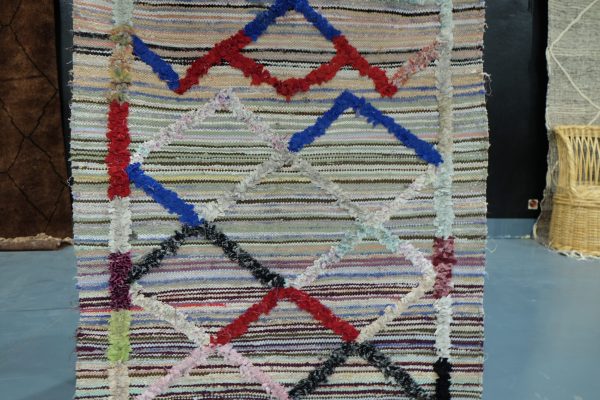 Handmade Kilim Boucherouite rug 4.92 ft x 3.14 ft