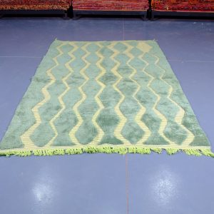 Green Beni ourain rugs 7.70 ft x 4.85 ft