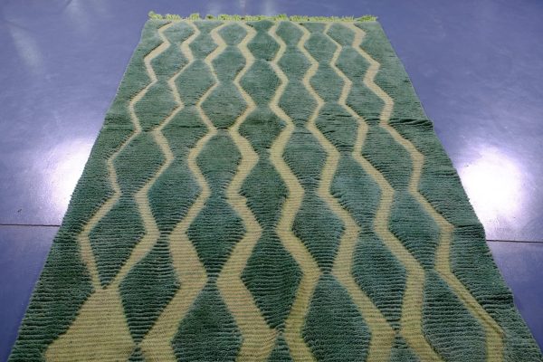Green Beni ourain rugs 7.70 ft x 4.85 ft