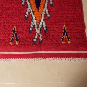 Red small moroccan rug, 4.03 ft x 2.62 ft