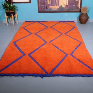 Orange beni Ourain rug 9.84 ft x 6.23 ft