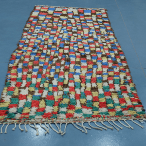 Moroccan rug square patterns : Handmade rug 9.28 ft x 4.06 ft