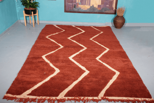 Brown beni Ourain rug 9.94 ft x 6.29 ft