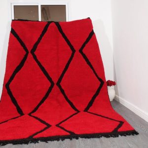 Red beni Ourain rug 9.94 ft x 6.75 ft