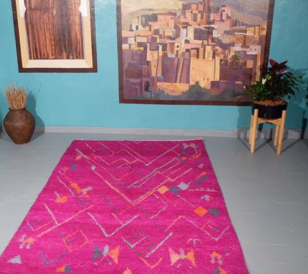 Pink Moroccan rug, 8.07 ft x 4.75 ft
