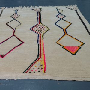 Large  Handmade Rug 8.85 ft x6.65 ft - Geometric Mrirt Colored Rug - Traditional Rug Beni -Art Deco Rug - Handmade Berber Rug