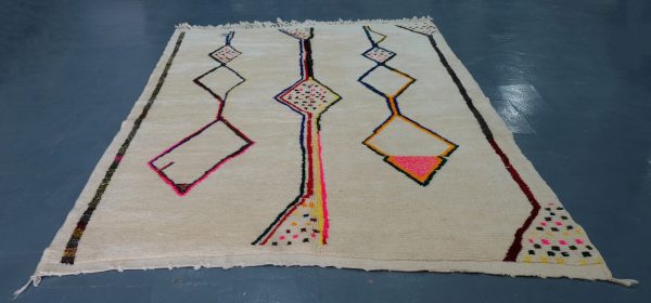 Large  Handmade Rug 8.85 ft x6.65 ft - Geometric Mrirt Colored Rug - Traditional Rug Beni -Art Deco Rug - Handmade Berber Rug