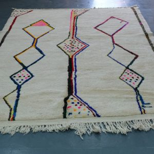 Large  Handmade Rug 8.85 ft x6.65 ft - Geometric Mrirt Colored Rug - Traditional Rug Beni -Art Deco Rug - Handmade Berber Rug