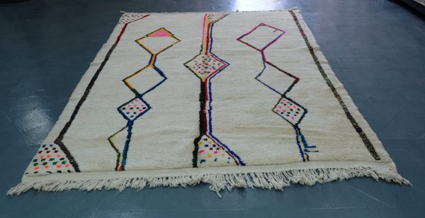 Large  Handmade Rug 8.85 ft x6.65 ft - Geometric Mrirt Colored Rug - Traditional Rug Beni -Art Deco Rug - Handmade Berber Rug