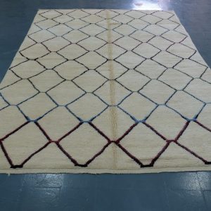 Large Colored Beni Mrirt rug, 10 ft x 6.39ft ft, Art Deco Rug, Wool Moroccan rug, , Handmade Berber Rug, Geometric Berber Rug from Morocco