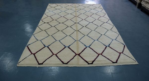 Large Colored Beni Mrirt rug, 10 ft x 6.39ft ft, Art Deco Rug, Wool Moroccan rug, , Handmade Berber Rug, Geometric Berber Rug from Morocco