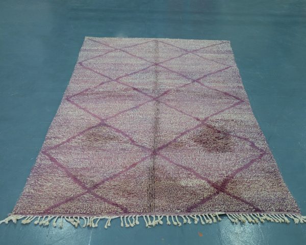 Purple moroccan rug 8.36 ft x 4.52 ft, Art Deco Rug, Wool Moroccan rug, Handmade Berber Rug, Beni Ourain Berber Rug from Morocco