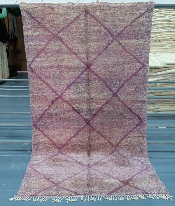 Purple moroccan rug 8.36 ft x 4.52 ft, Art Deco Rug, Wool Moroccan rug, Handmade Berber Rug, Beni Ourain Berber Rug from Morocco