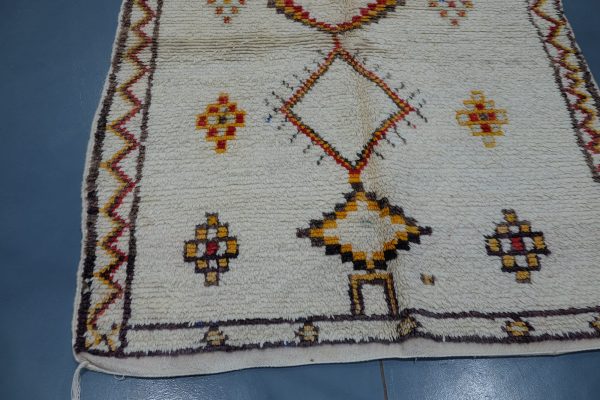 Vintage Colored Azilal rug 7.21 ft x 4 ft  , Art Deco Rug, Wool Moroccan rug,Handmade Berber Rug, Geometric Berber Rug from Morocco
