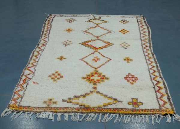 Vintage Colored Azilal rug 7.21 ft x 4 ft  , Art Deco Rug, Wool Moroccan rug,Handmade Berber Rug, Geometric Berber Rug from Morocco