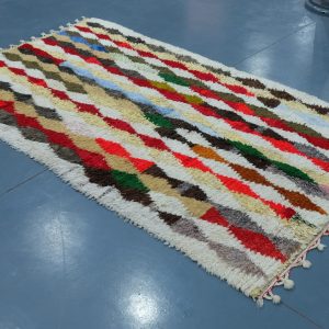 Colored Azilal rug, 7.87 ft x 4.59 ft , Art Deco Rug, Wool Moroccan rug, Handmade Berber Rug, Geometric Berber Rug from Morocco