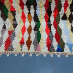 Colored Azilal rug, 7.87 ft x 4.59 ft , Art Deco Rug, Wool Moroccan rug, Handmade Berber Rug, Geometric Berber Rug from Morocco