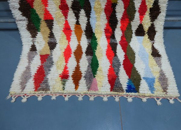 Colored Azilal rug, 7.87 ft x 4.59 ft , Art Deco Rug, Wool Moroccan rug, Handmade Berber Rug, Geometric Berber Rug from Morocco