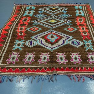 Brown Azilal rug, 9.94 ft x 5.7 ft , Art Deco Rug, Wool Moroccan rug, , Handmade Berber Rug, Geometric Berber Rug from Morocco