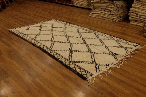 Authentic Beni ourain rug, 10.49 ft x 5.9 ft, Art Deco Rug, Wool Moroccan rug, Vintage Beni Ourain rug, Handmade Berber Rug, Beniourain