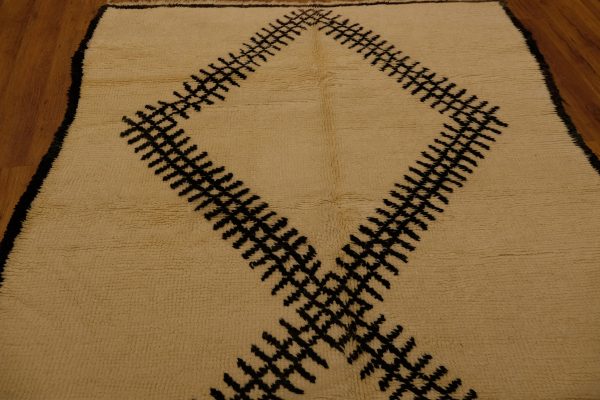 Authentic Beni ourain rug, 9 ft x 5.7 ft, Art Deco Rug, Wool Moroccan rug, Vintage Beni Ourain rug, Handmade Berber Rug, Beniourain