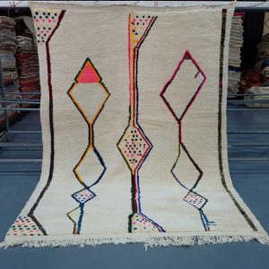 Large  Handmade Rug 8.85 ft x6.65 ft - Geometric Mrirt Colored Rug - Traditional Rug Beni -Art Deco Rug - Handmade Berber Rug