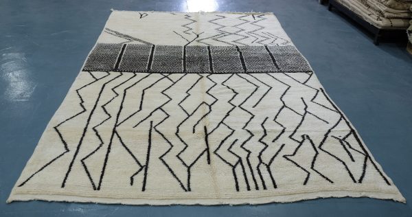 Handmade Geometric Mrirt Rug - 9.67 ft x 6,65ft  Traditional Rug Beni-Mrirt modern design -Art Deco Rug ,Handmade Berber Rug