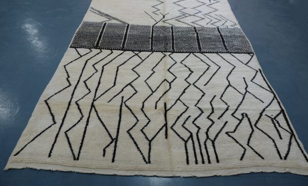 Handmade Geometric Mrirt Rug - 9.67 ft x 6,65ft  Traditional Rug Beni-Mrirt modern design -Art Deco Rug ,Handmade Berber Rug