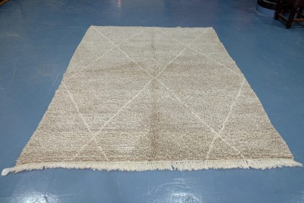 Brown Moroccan rug, 7.34 ft x 5.83 ft , Art Deco Rug, Wool Moroccan rug, Handmade Berber Rug, Beni ourain Rug from Morocco