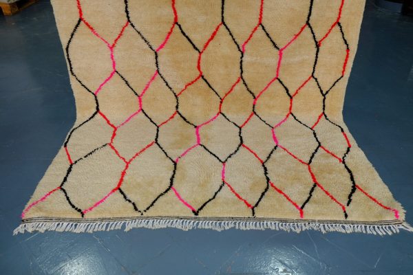 Colored beni Ourain rug, 8.26 ft x 5.15 ft , Art Deco Rug, Wool Moroccan rug, , Handmade Berber Rug, Geometric Berber Rug from Morocco