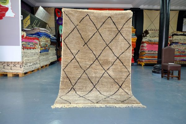 Wool Brown Beni Ourain rug, 7.87 ft x 5.01 ft , Art Deco Rug, Wool Moroccan rug, , Handmade Berber Rug, Beni Berber Rug from Morocco
