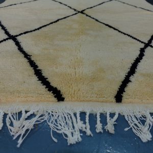 Handmade beni ourain rug 7.64 ft x 4.75 ft , Art Deco Rug, Wool Moroccan rug, Handmade Berber Rug from Morocco