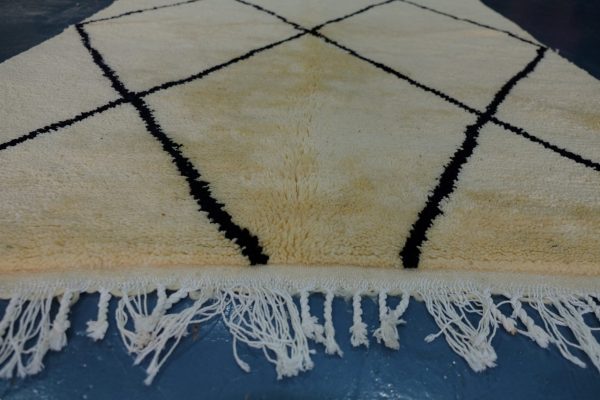 Handmade beni ourain rug 7.64 ft x 4.75 ft , Art Deco Rug, Wool Moroccan rug, Handmade Berber Rug from Morocco