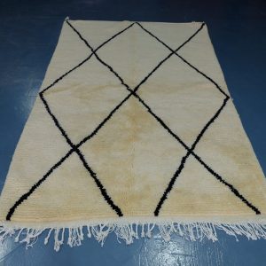 Handmade beni ourain rug 7.64 ft x 4.75 ft , Art Deco Rug, Wool Moroccan rug, Handmade Berber Rug from Morocco