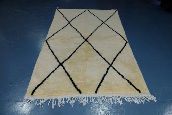 Handmade beni ourain rug 7.64 ft x 4.75 ft , Art Deco Rug, Wool Moroccan rug, Handmade Berber Rug from Morocco