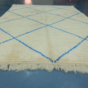 Morrocan beni Ourain rug 7.38 ft x 5.01 ft , Art Deco Rug, Wool Moroccan rug, Berber Rug from Morocco