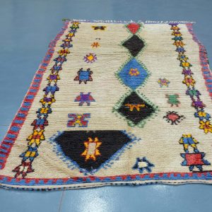 Antique Azilal rug, 8.39 ft x 4.69ft , Art Deco Rug, Wool Moroccan rug,Handmade Berber Rug from Morocco